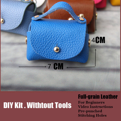 DIY Blue Leather Pouch Kits DIY Leather Projects DIY Leather Mini HandBag Kit DIY Leather Coin Pouch Kit