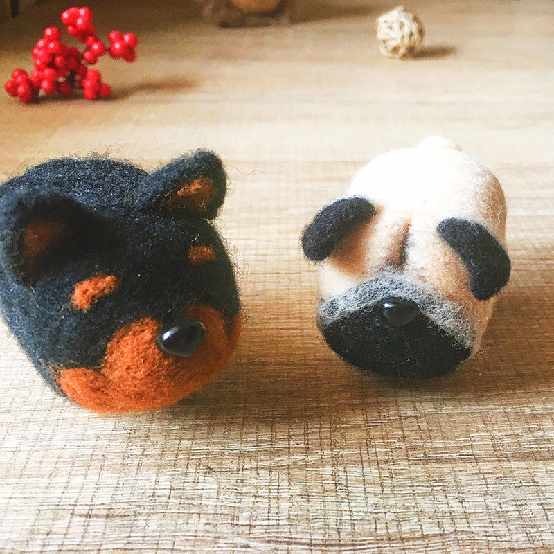 Handmade Needle felted dog felting kit project Animals Pug cute for beginners starters