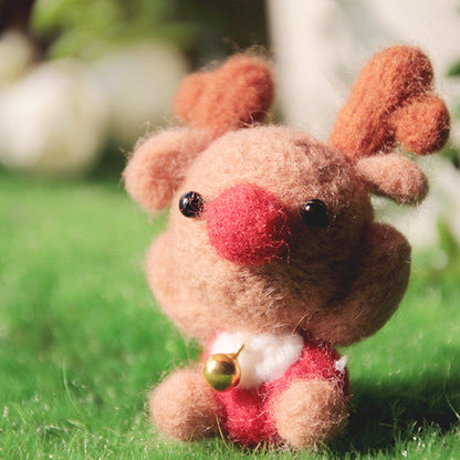 Needle Felted Felting project Wool Animals Cute Xmas Reindeer Red