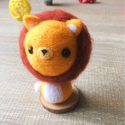 Handmade Needle felted cat felting kit project Animals lion leo cute for beginners starters