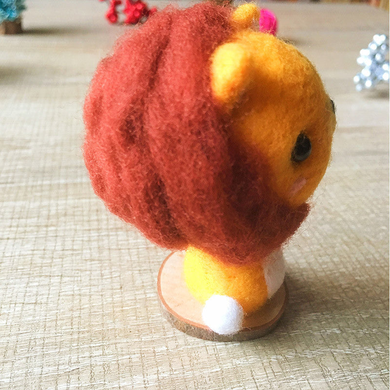 Handmade Needle felted cat felting kit project Animals lion leo cute for beginners starters