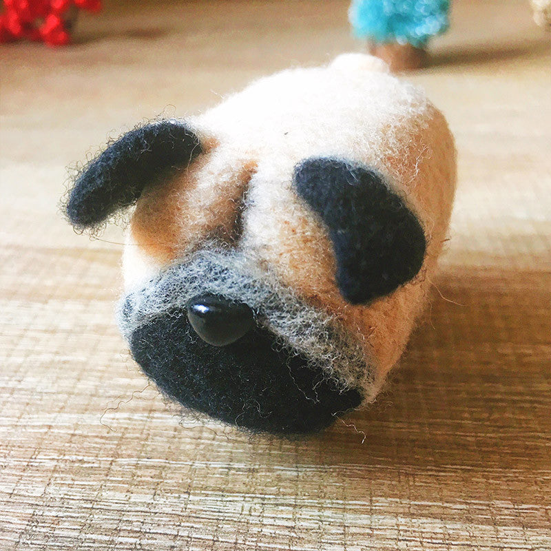 Handmade Needle felted dog felting kit project Animals Pug cute for beginners starters