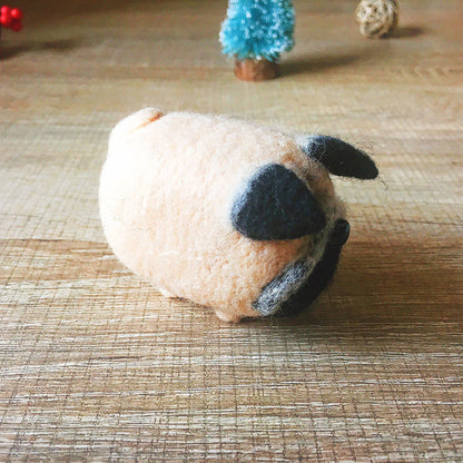 Handmade Needle felted dog felting kit project Animals Pug cute for beginners starters