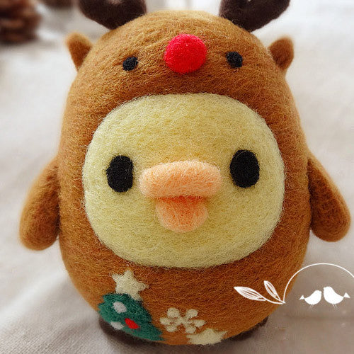 Needle Felted Felting Cute Animals Chicken Christmas reindeer Cute Craft