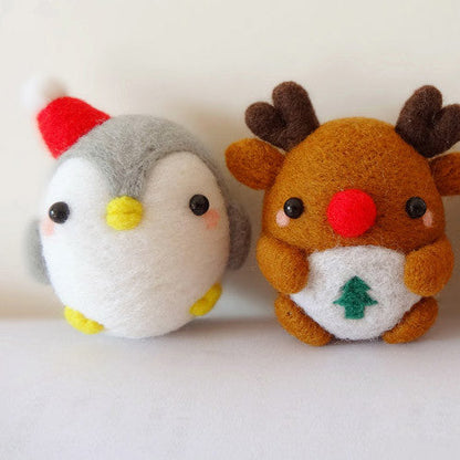 Needle Felted Felting project Animals Christmas penguin Reindeer Panda Cute Handmade