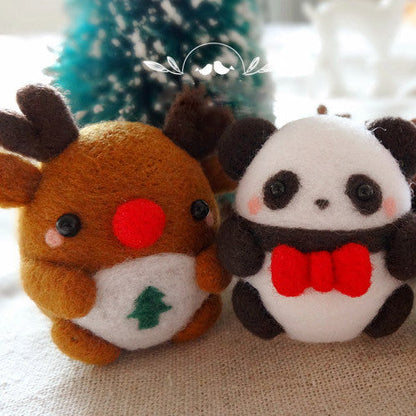 Needle Felted Felting project Animals Christmas penguin Reindeer Panda Cute Handmade