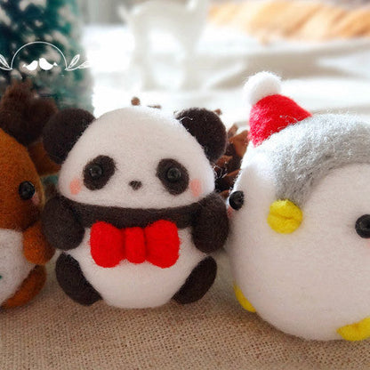 Needle Felted Felting project Animals Christmas penguin Reindeer Panda Cute Handmade