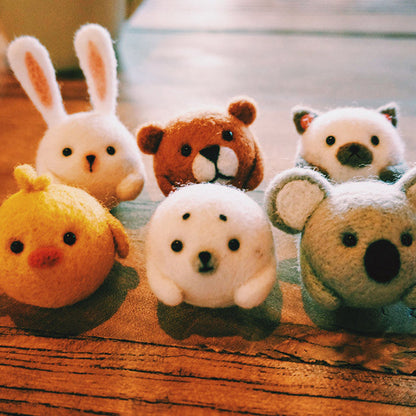 Handmade Needle felted felting kit project Woodland Animals cute for beginners starters