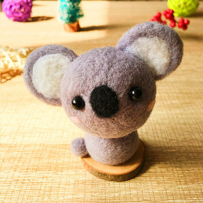 Handmade Needle felted felting kit project Animals Koala cute for beginners starters