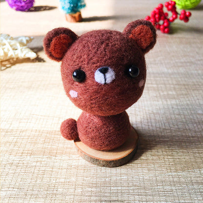 Handmade Needle felted felting kit project Animals bear cute for beginners starters