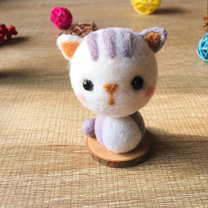 Handmade Needle felted felting kit project Animals cat cute for beginners starters