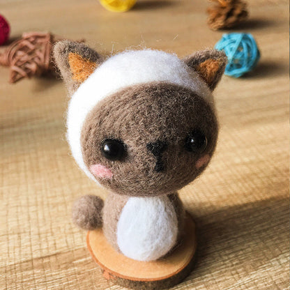 Handmade Needle felted cat felting kit project Animals cat cute for beginners starters