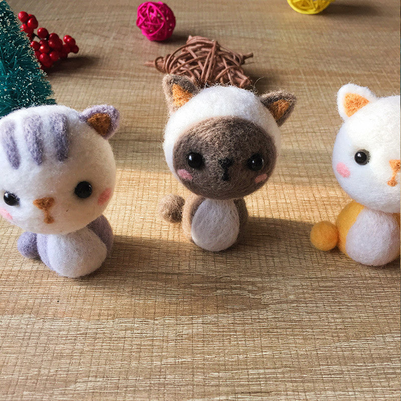 Handmade Needle felted felting kit project Animals cat cute for beginners starters