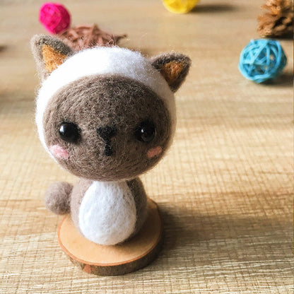 Handmade Needle felted cat felting kit project Animals cat cute for beginners starters