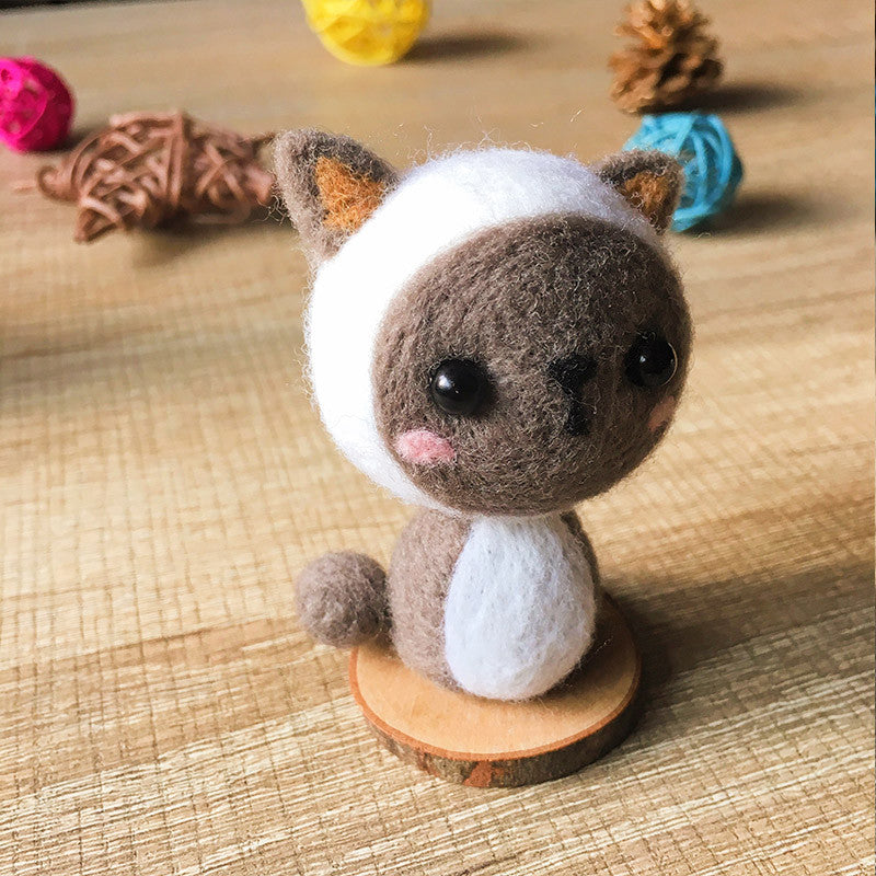 Handmade Needle felted cat felting kit project Animals cat cute for beginners starters