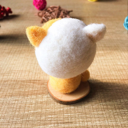 Handmade Needle felted felting cat kit project Animals cute for beginners starters