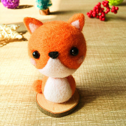 Handmade Needle felted felting kit project Animals fox cute for beginners starters