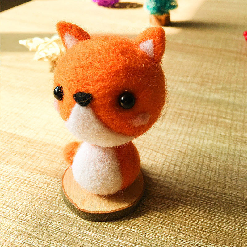 Handmade Needle felted felting kit project Animals fox cute for beginners starters