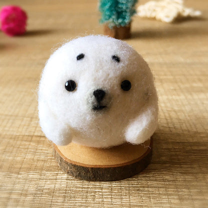 Handmade Needle felted felting kit project Woodland Animals seal cute for beginners starters