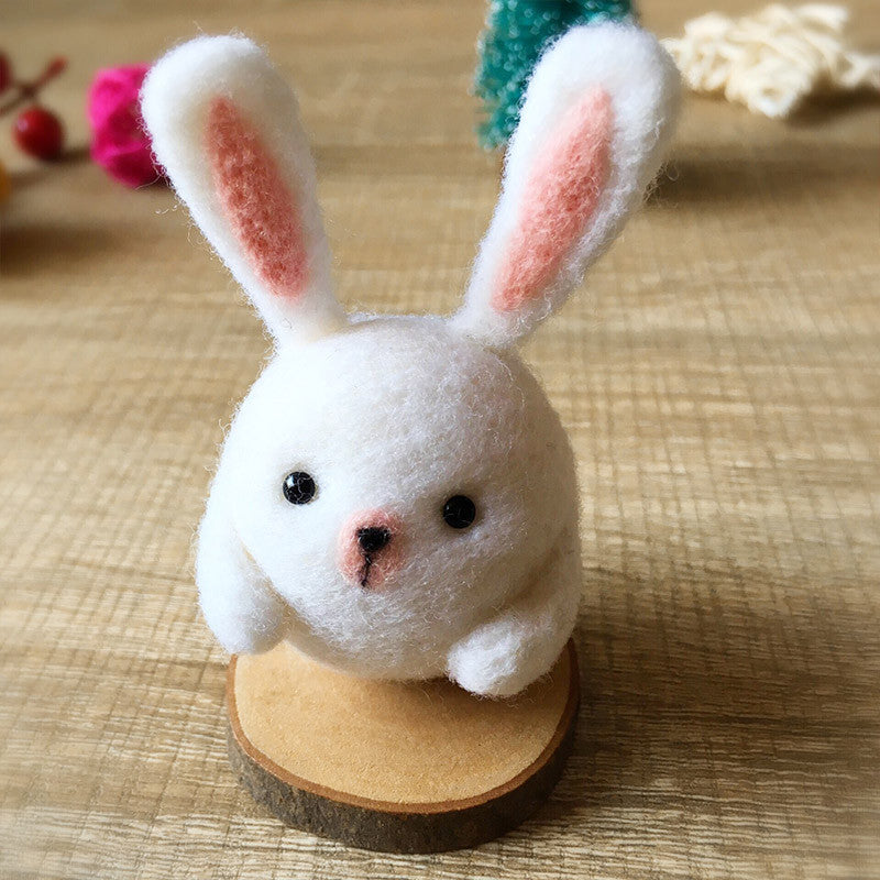 Handmade Needle felted felting kit project Woodland Animals bunny cute for beginners starters