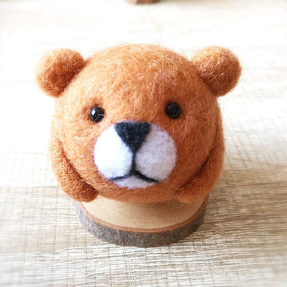 Handmade Needle felted felting kit project Woodland Animals bear cute for beginners starters