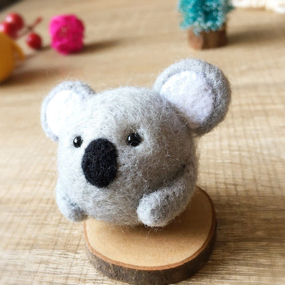 Handmade Needle felted felting kit project Woodland Animals koala cute for beginners starters