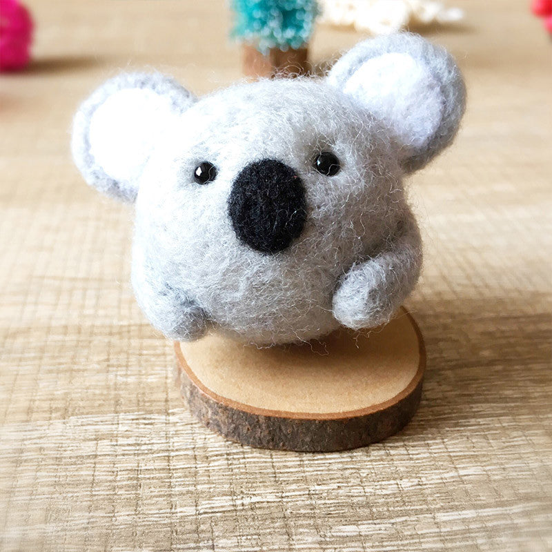 Handmade Needle felted felting kit project Woodland Animals koala cute for beginners starters