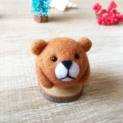 Handmade Needle felted felting kit project Woodland Animals bear cute for beginners starters