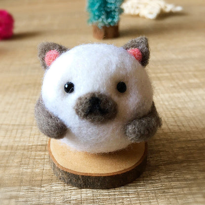 Handmade Needle felted felting kit project Woodland Animals cat cute for beginners starters