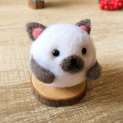 Handmade Needle felted felting kit project Woodland Animals cat cute for beginners starters