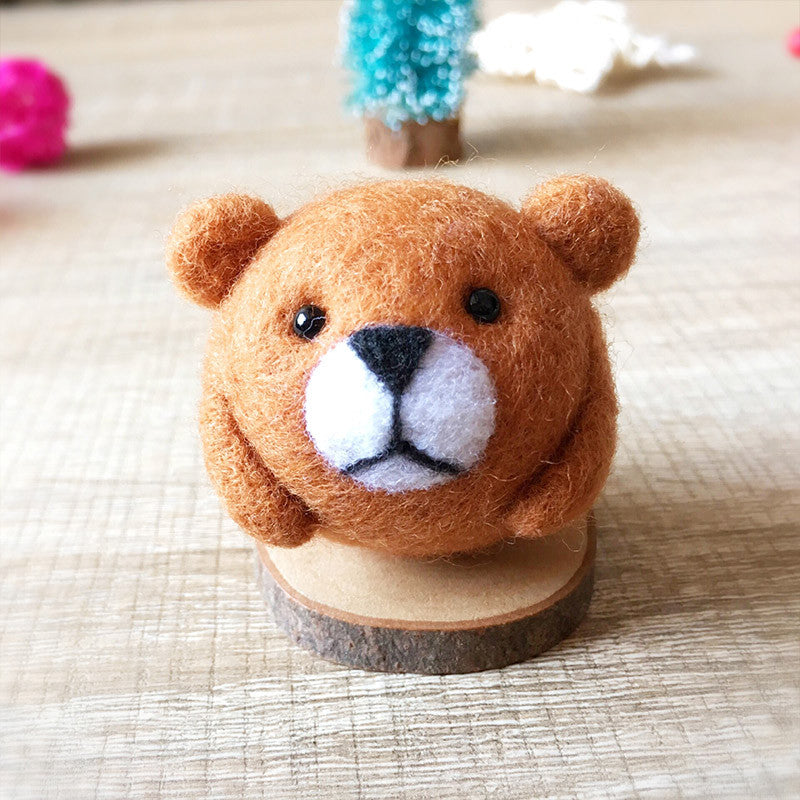 Handmade Needle felted felting kit project Woodland Animals bear cute for beginners starters