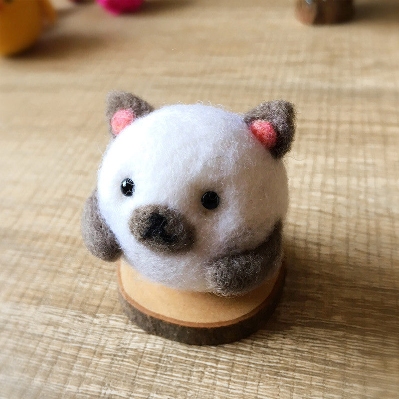 Handmade Needle felted felting kit project Woodland Animals cat cute for beginners starters