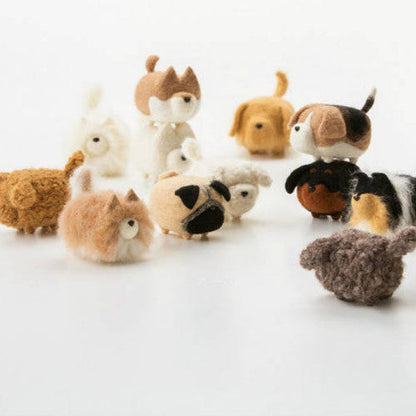 Handmade felted felting project cute animal Akita dogs puppy felted wool doll