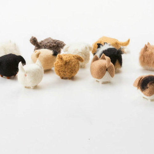 Handmade felted felting project cute animal Pug dogs puppy felted wool doll