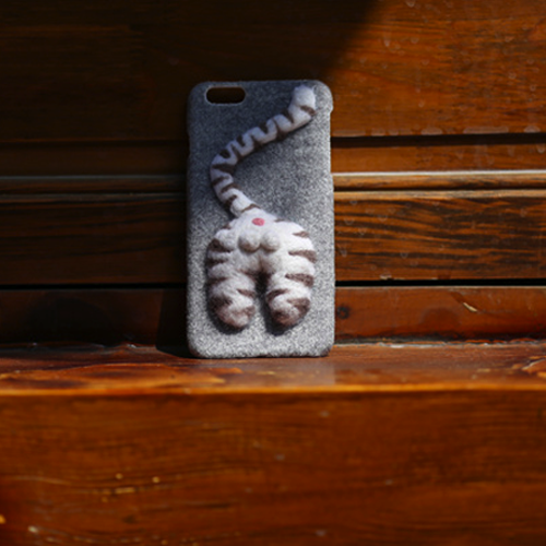 Handmade needle felted cute animal project cat kitten's butt iphone case