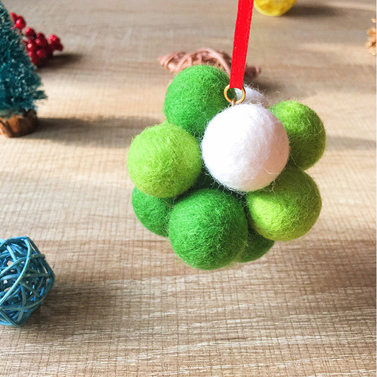 Handmade needle felting felted project christmas bauble green ball tree ornamant christmas decor decoration