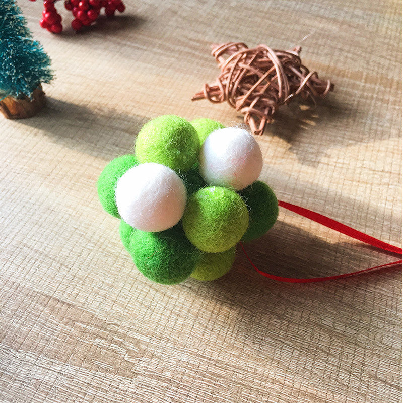 Handmade needle felting felted project christmas bauble green ball tree ornamant christmas decor decoration