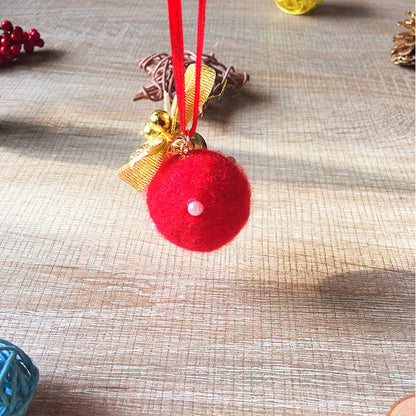 Handmade needle felting felted project christmas bauble red ball tree ornamant christmas decor decoration