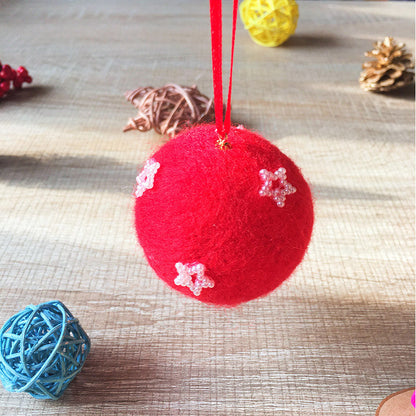 Handmade needle felting felted project christmas bauble red ball star tree ornamant christmas decor decoration