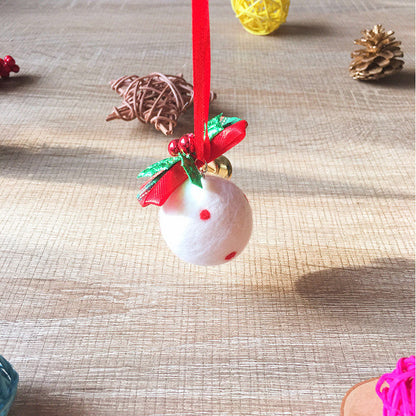 Handmade needle felting felted project christmas bauble White ball tree ornamant christmas decor decoration