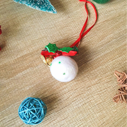 Handmade needle felting felted project christmas bauble White ball tree ornamant christmas decor decoration