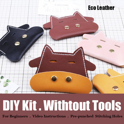 Blue Cow Leather Card Holder Kit DIY Leather Coin Wallet Kit DIY Eco Leather Project