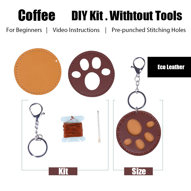 Cute DIY Leather Cat Paw Key Charm Kit DIY Leather Project DIY Paw Leather Womens Bag Charm DIY Kit