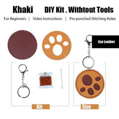 Cute DIY Leather Cat Paw Keychain Kit DIY Leather Project DIY Paw Leather Womens Bag Charm DIY Kit