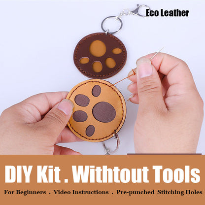 Cute DIY Leather Cat Paw Keychain Kit DIY Leather Project DIY Paw Leather Womens Bag Charm DIY Kit