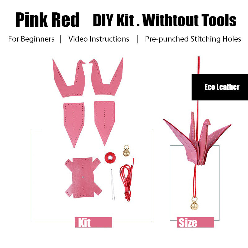 DIY Leather Paper Crane Kit Cute DIY Leather Project DIY Red Leather Paper Crane Charm Kit