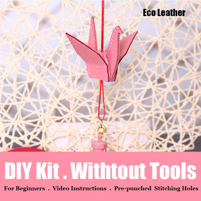 DIY Leather Paper Crane Kit Cute DIY Leather Project DIY Red Leather Paper Crane Charm Kit