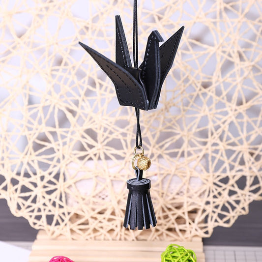 DIY Leather Paper Crane Kit Cute DIY Leather Project DIY Black Leather Paper Crane Charm Kit