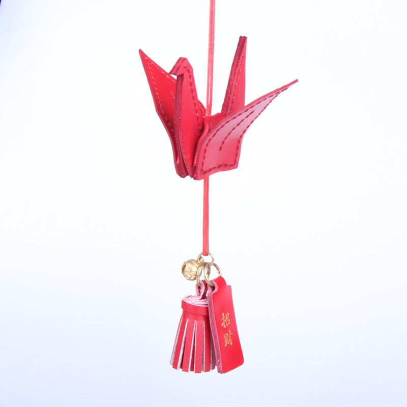 DIY Leather Paper Crane Kit Cute DIY Leather Project DIY Red Leather Paper Crane Charm Kit