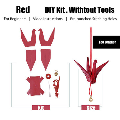 DIY Leather Paper Crane Kit Cute DIY Leather Project DIY Red Leather Paper Crane Charm Kit